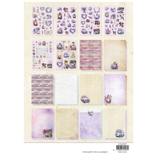 DIY Blok s výseky Studio Light "Lavender Season", A4, 32 l. - Levandule