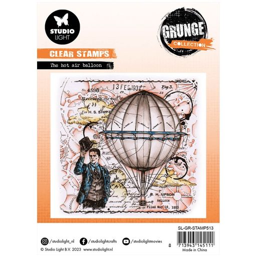 Gelové razítko Studio Light "Grunge", 12,2x12,2 cm - Horkovzdušný balón
