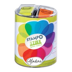 Razítkovací polštářky Aladine Stampo Izink Pigment, 10 ks - zářivé barvy