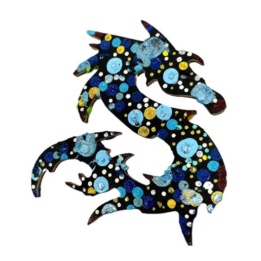 Dřevěný výřez k dekoraci Gomille, 12x14 cm - Drak