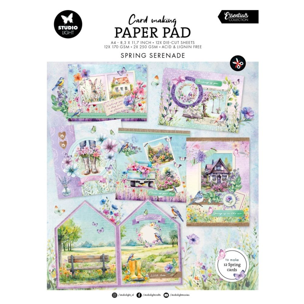 Levně Studio Light Kreativní blok na výrobu přání Studio Light "Spring Serenade", A4, 14 l. - Jarní serenáda