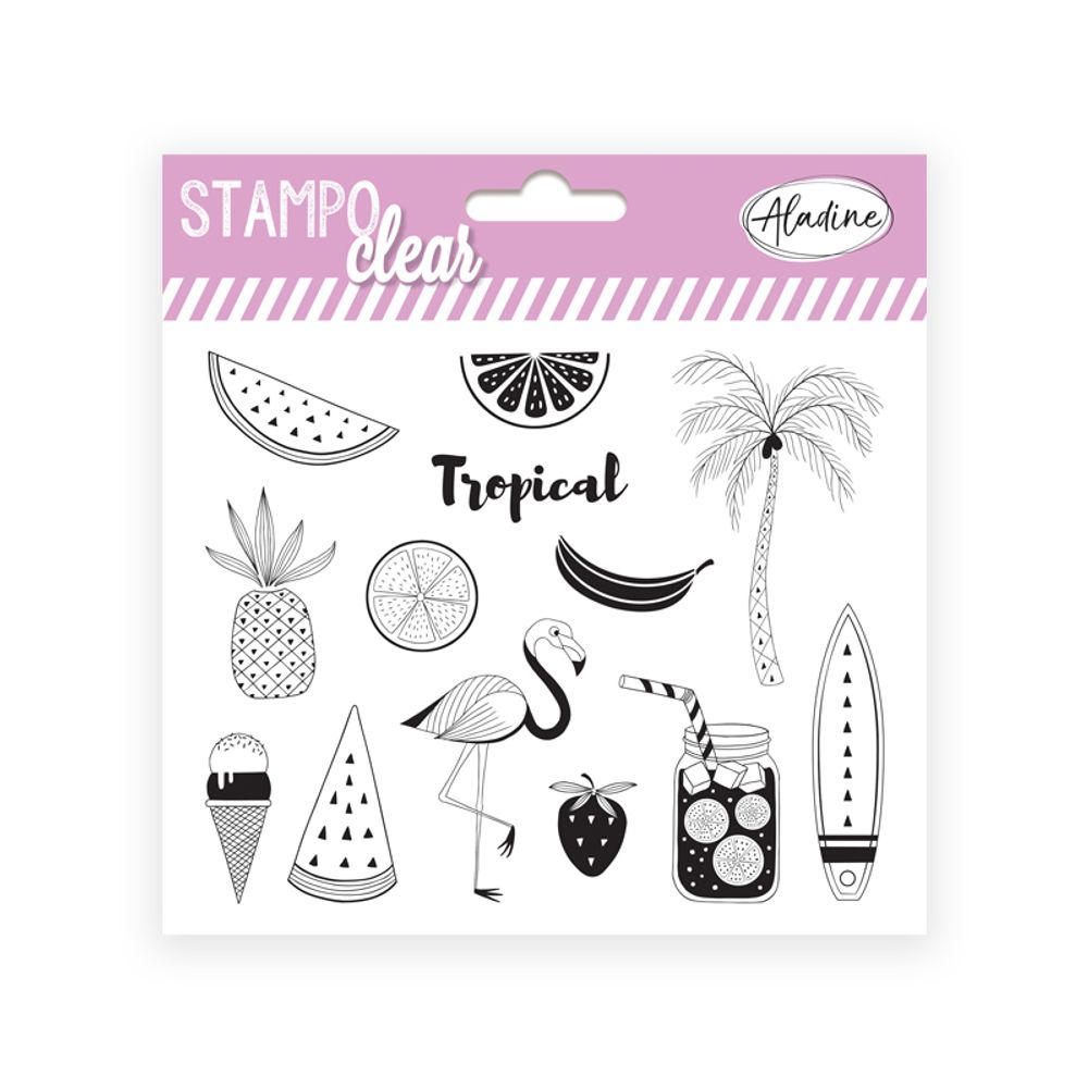 Aladine Gelová razítka Aladine Stampo Clear, 13 ks - Tropical