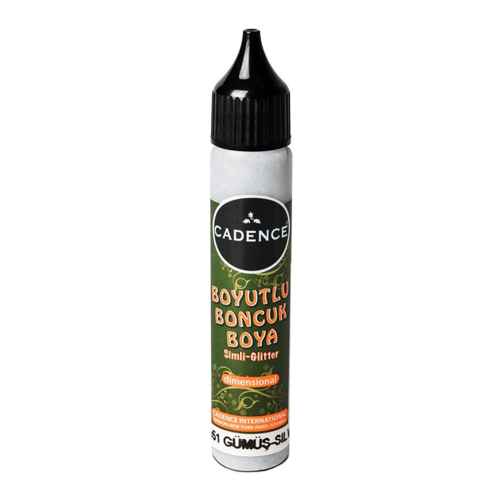 Cadence Třpytivá kontura Cadence Dimensional Paint, 25 ml - VYBERTE ODSTÍN - Kontura Cadence Dimensional Paint, 25 ml - silver, třpytivá stříbrná