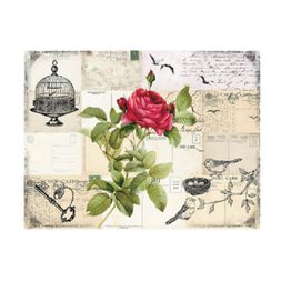 Rýžový papír Cadence - Růže s dopisy - VYBERTE VELIKOST