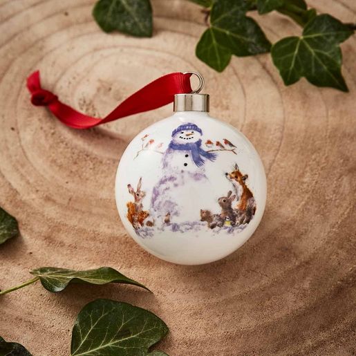 Porcelánová vánoční ozdoba Wrendale Designs "Snowman", 6,5 cm -Sněhulák