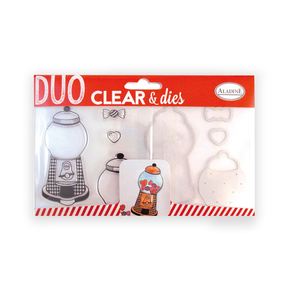 Aladine Vyřezávací šablony a razítka Aladine Duo Clear, 8 ks - Automat na bonbony