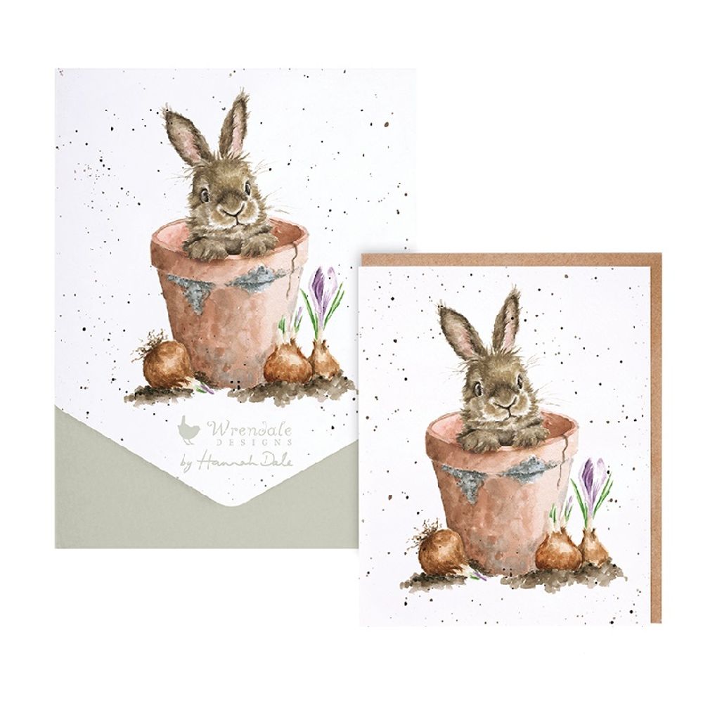 Levně Wrendale Designs Sada přání a obálek Wrendale Designs "The Flower Pot", 8 ks - Králík v květináči