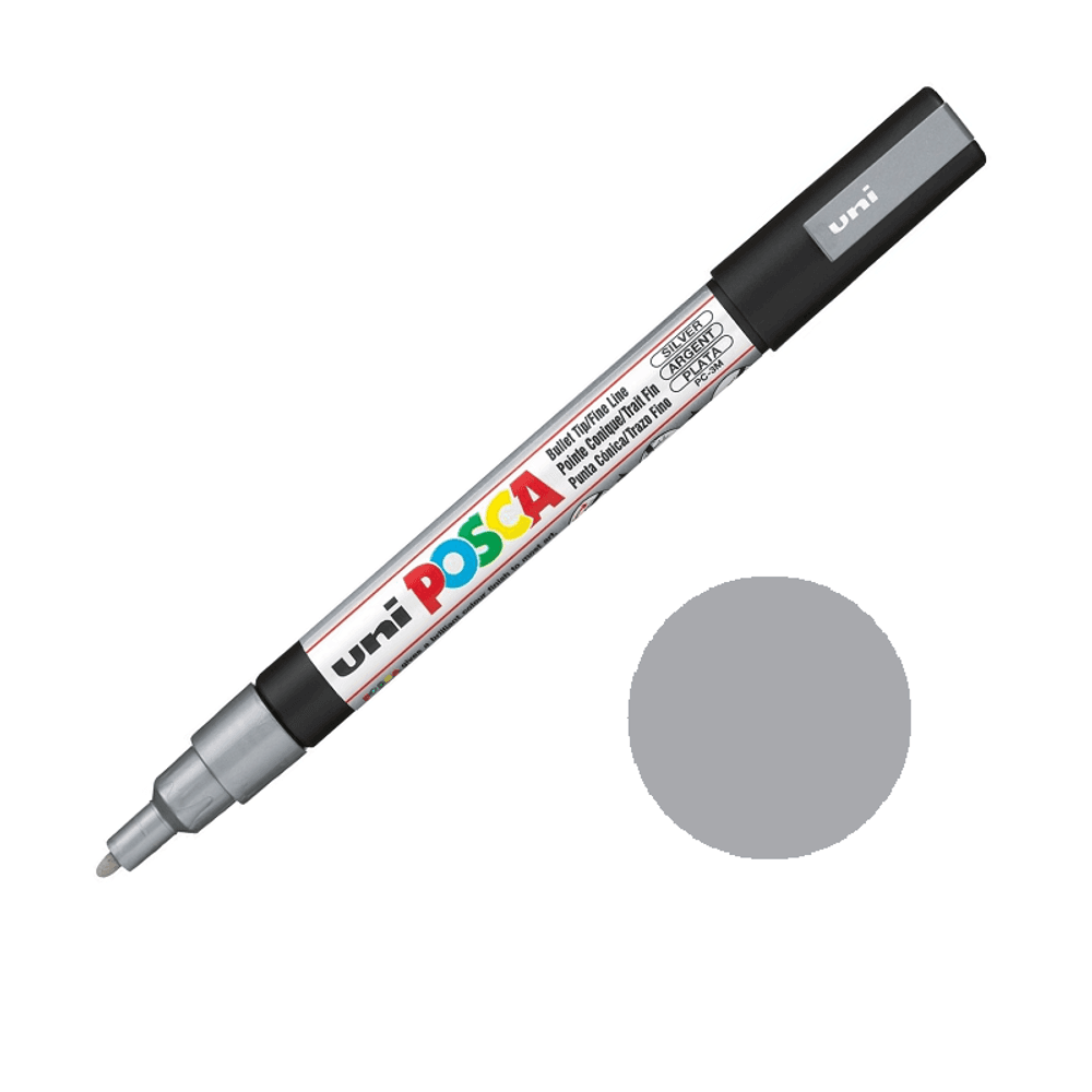 Levně Posca Akrylový fix Posca PC-3M - VYBERTE ODSTÍN - Akrylový fix Posca PC-3M - stříbrný