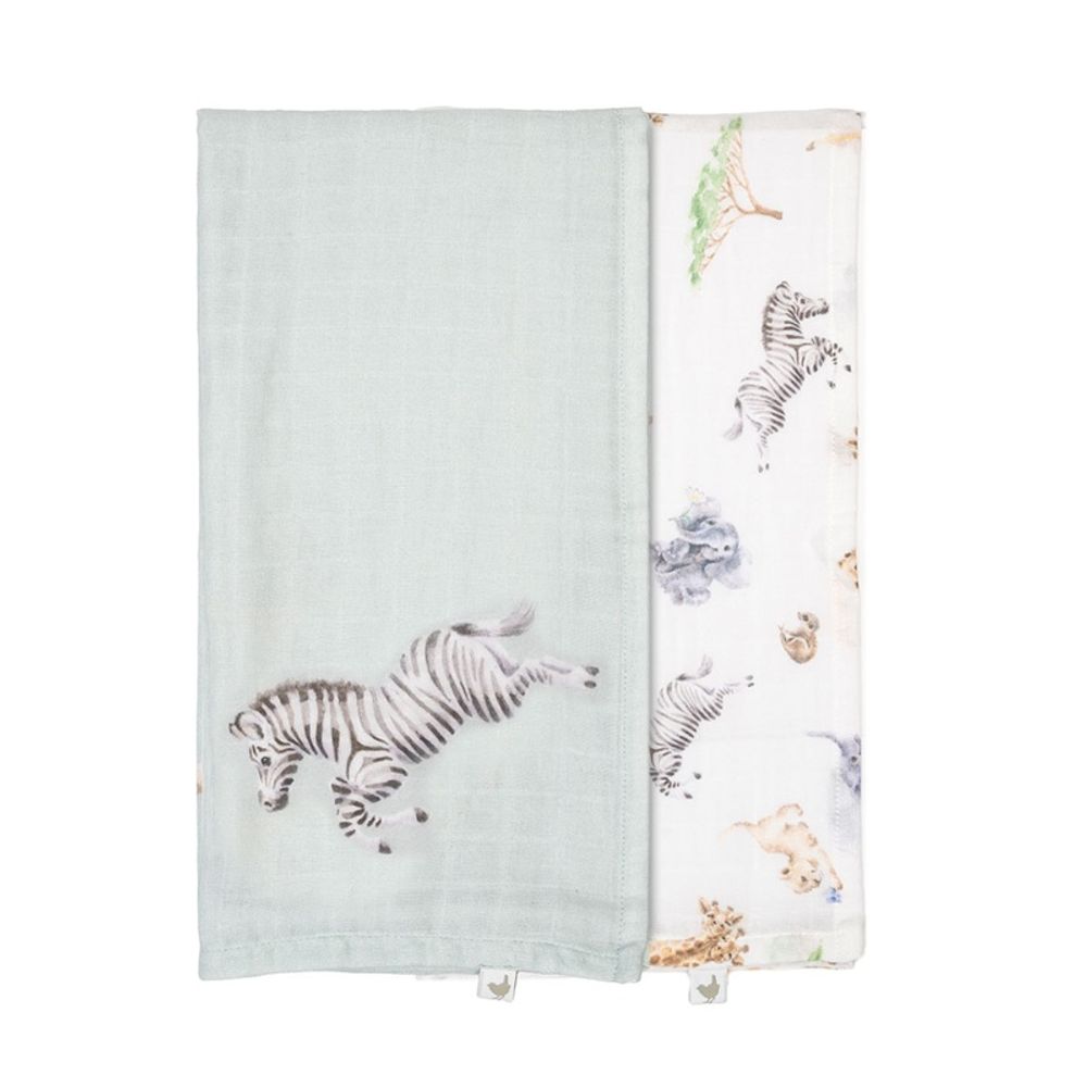 Wrendale Designs Mušelínové plenky Wrendale Designs "Little Savannah", 2 ks - Africká zvířátka