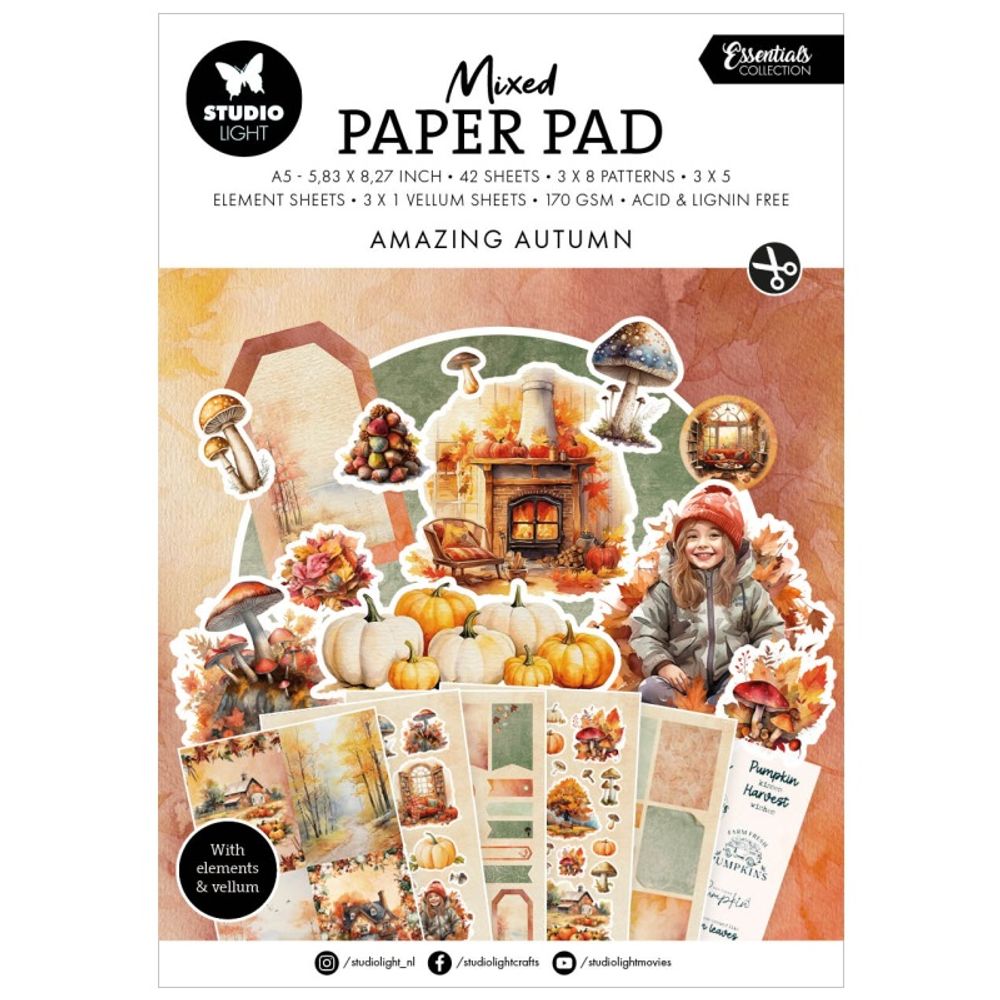 Studio Light Kreativní blok Studio Light Mixed Paper Pad, A5, 42 l. - Povedený podzim