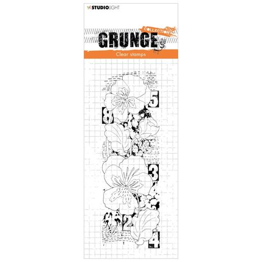 Gelové razítko Studio Light "Grunge", 14,8x5,2 cm - Fialky