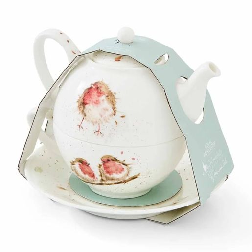 Porcelánová konvička s hrnečkem a podšálkem Wrendale Designs, 0,3 l - Červenky