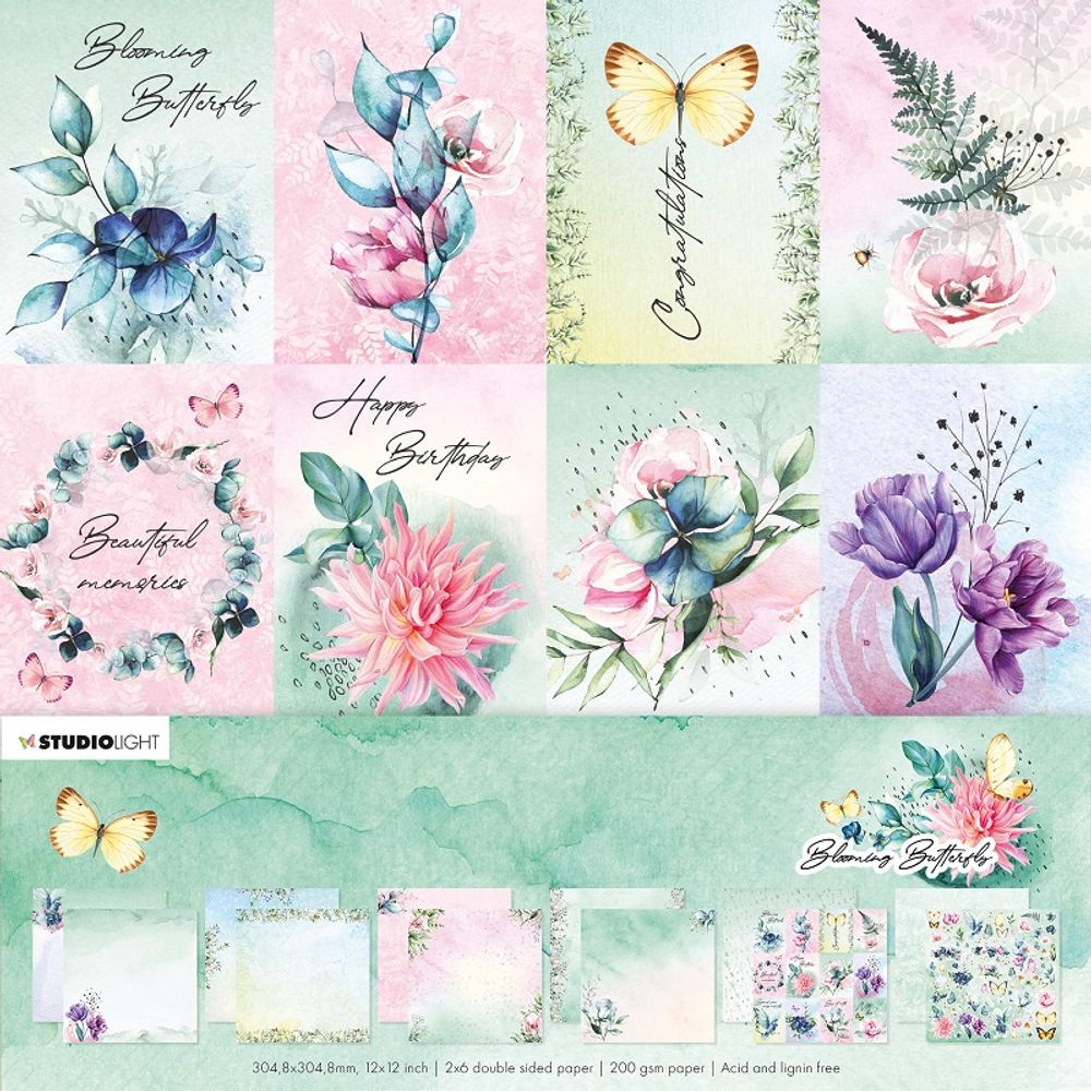 Studio Light Scrapbooková sada Studio Light "Blooming Butterfly", 30,5x30,5 cm, 12 l.