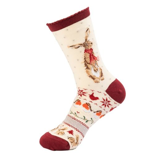 Dámské ponožky Wrendale Designs "Winter Hare" - Zajíc, vánoční