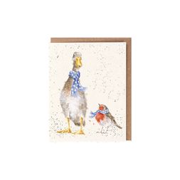 Dárková kartička Wrendale Designs "Christmas Scarves" - Husa a červenka, vánoční