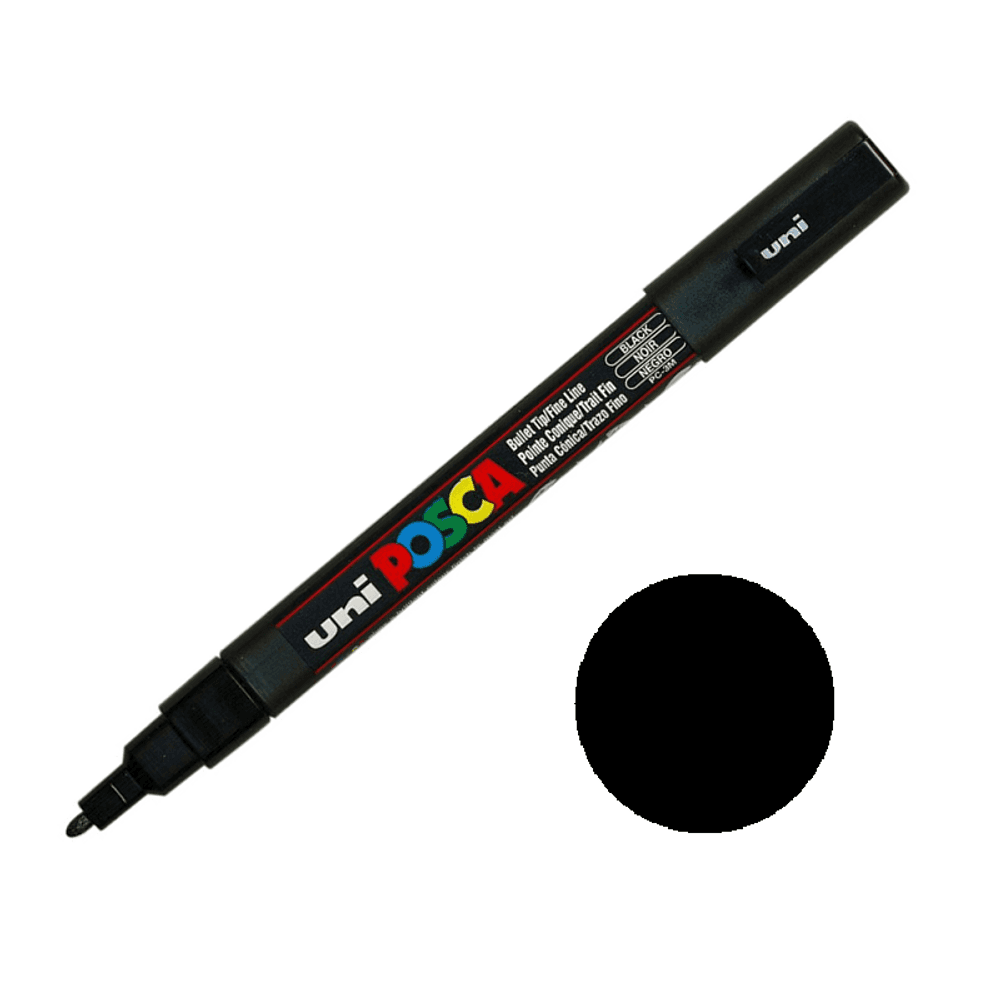 Levně Posca Akrylový fix Posca PC-3M - VYBERTE ODSTÍN - Akrylový fix Posca PC-3M - černý