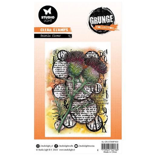 Gelové razítko Studio Light "Grunge", 8,9x13,2 cm - Květ bodláku