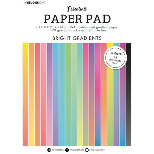 Blok barevných papírů Studio Light A5, 36 l. - barevné přechody zářivé
