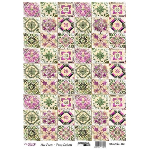Rýžový papír Cadence - Růžovozelené dlaždice - VYBERTE VELIKOST