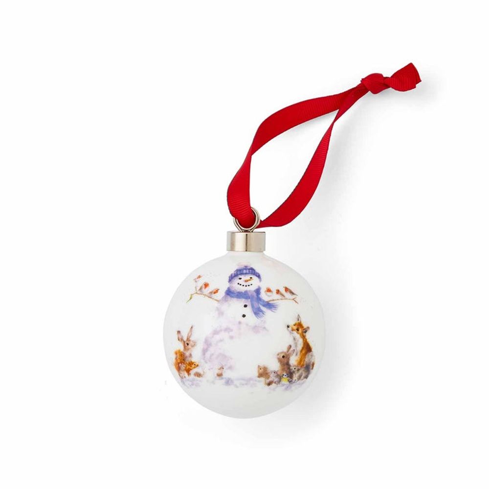 Royal Worcester Porcelánová vánoční ozdoba Wrendale Designs "Gathered All Around", 6,5 cm - Sněhulák