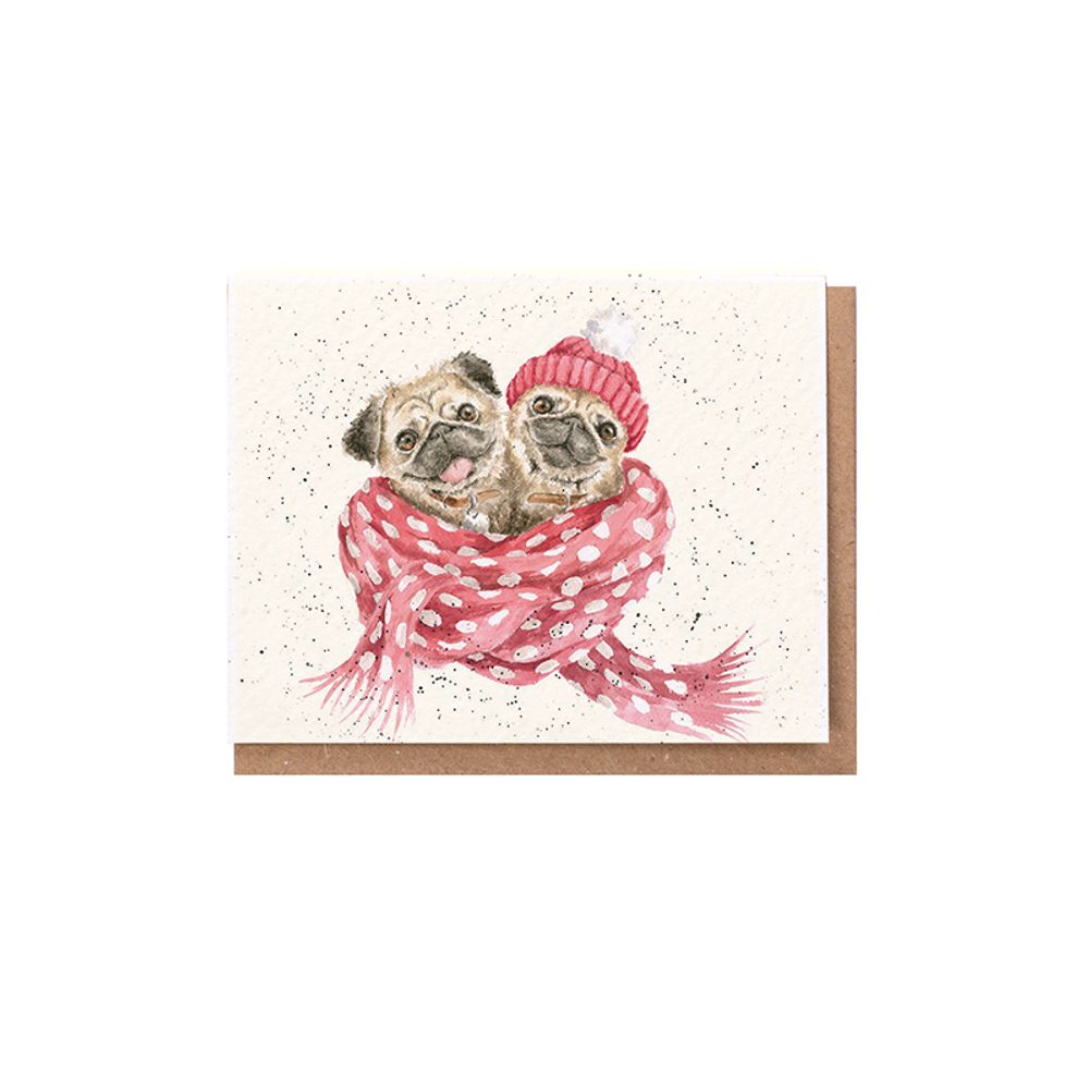 Wrendale Designs Dárková kartička Wrendale Designs "Snug As A Pug" - Psi, vánoční