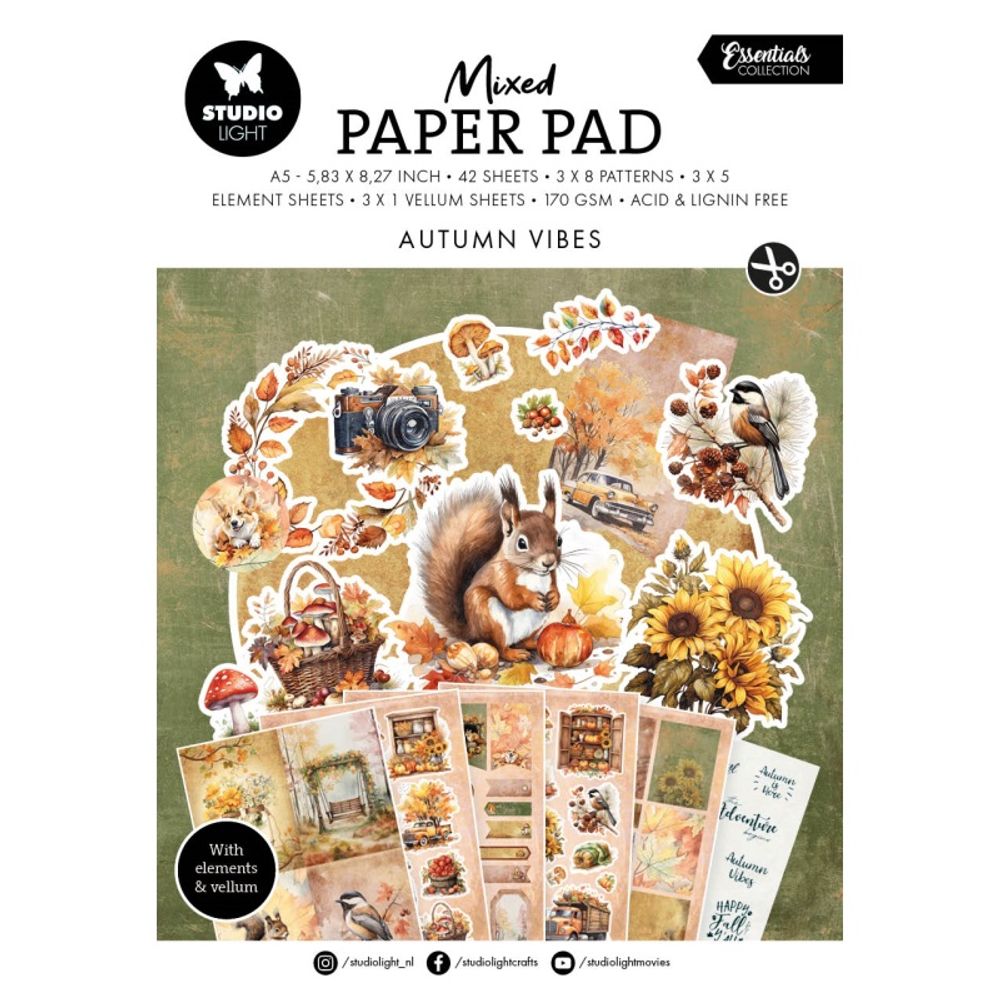 Levně Studio Light Kreativní blok Studio Light Mixed Paper Pad, A5, 42 l. - Podzimní nálada