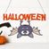 Dřevěný výřez k dekoraci Gomille, závěsný, 36x23 cm - Nápis Halloween, s netopýrem