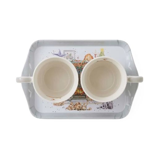 Sada podnosu a hrnků Wrendale Designs "No Place Like Home" - Vánoční mazlíčci