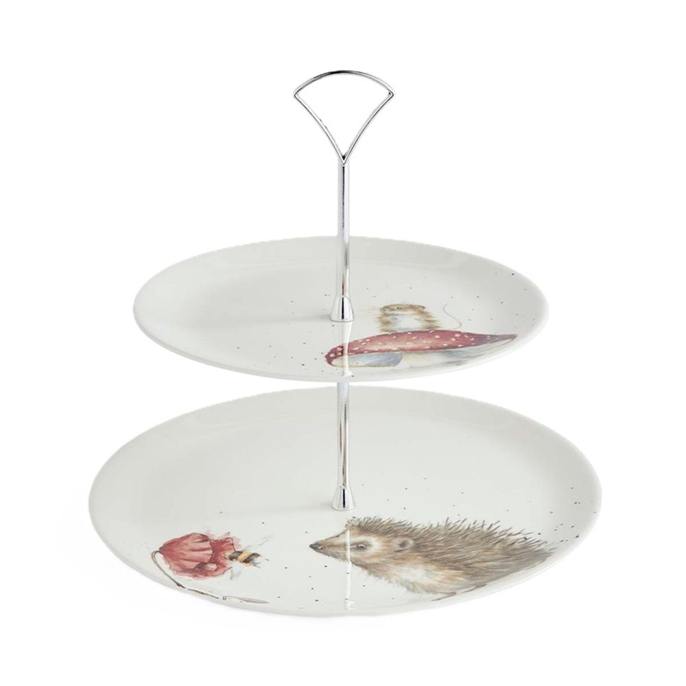 Royal Worcester Porcelánový etažér Wrendale Designs, 2 patrový - Ježek a myška
