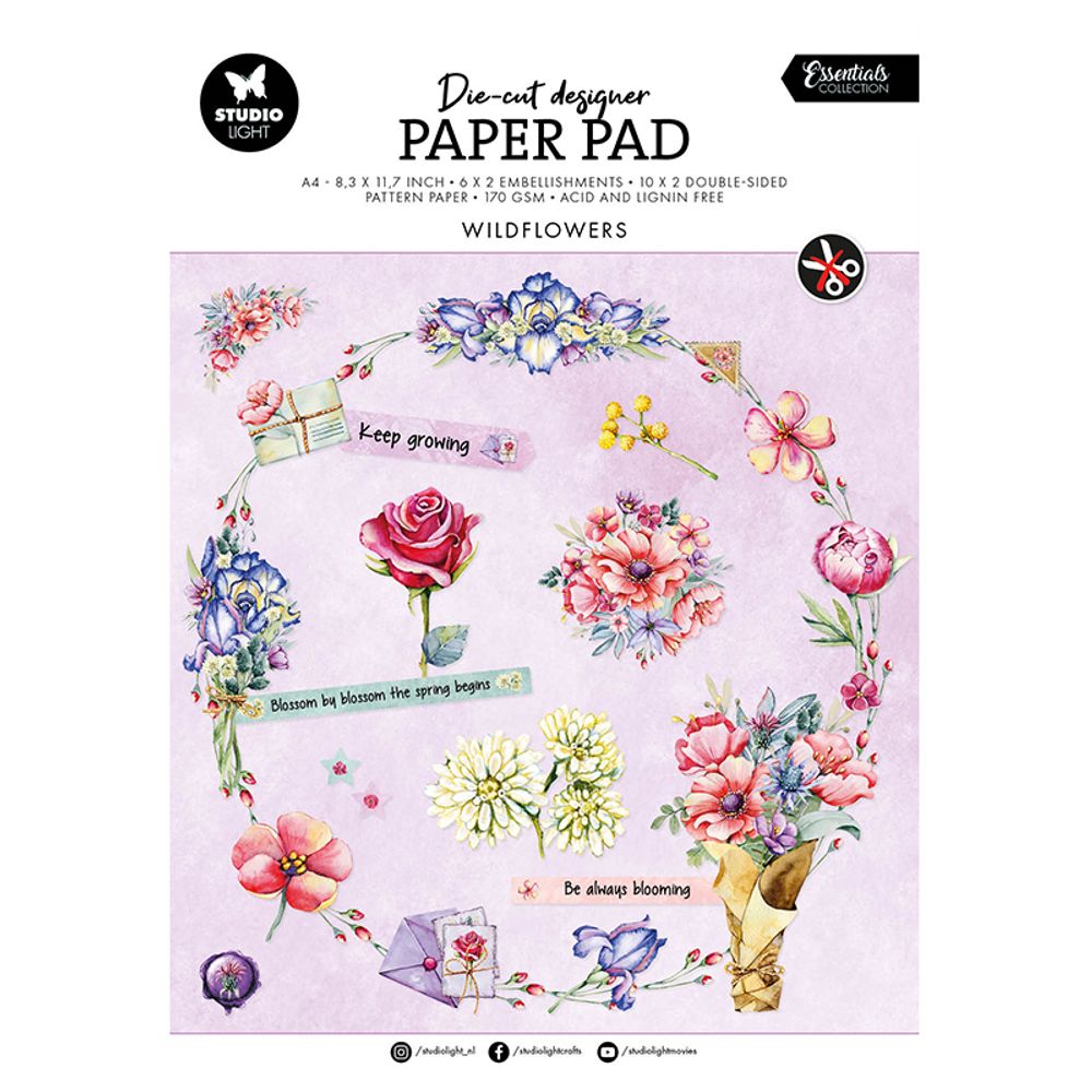 Studio Light DIY Blok s výseky Studio Light "Wildflowers", A4, 32 l. - Plané kvítí