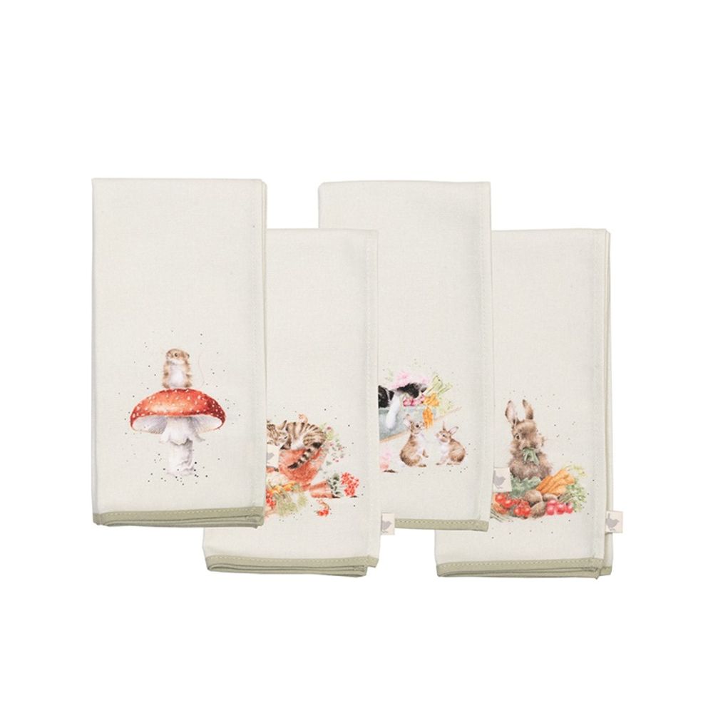 Wrendale Designs Látkové ubrousky Wrendale Designs "Garden Friends", 4 ks - Zahradní zvířátka