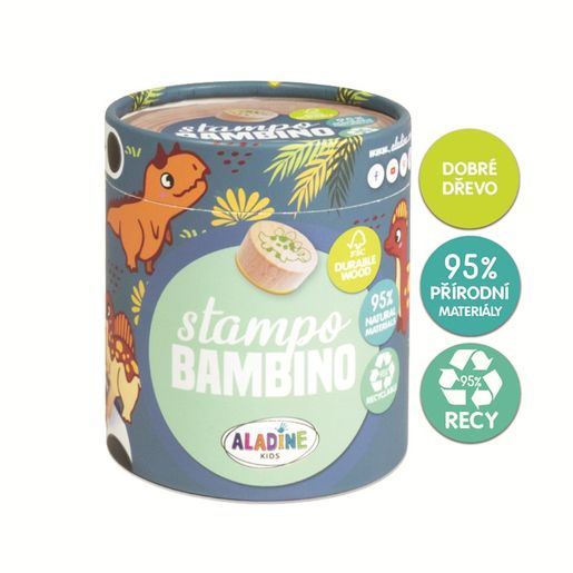 Dětská dřevěná razítka Aladine  Stampo Bambino, 8 ks - Dinosauři