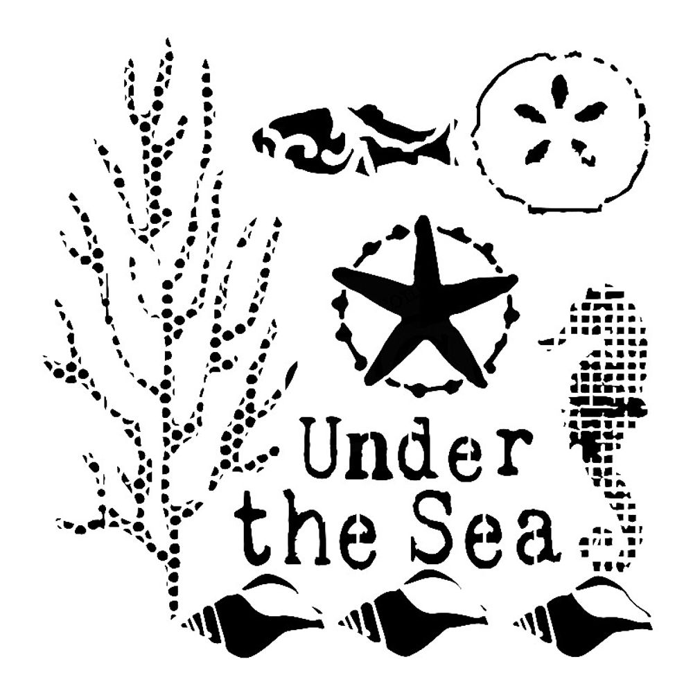 The Crafter´s Workshop Šablona TCW - Under the sea - VYBERTE VELIKOST - Šablona TCW 12"x12" (30,5x30,5 cm) - Under the sea