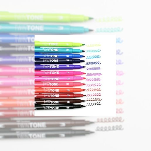 Sada oboustranných fixů Tombow TwinTone - 12 ks, zářivé barvy