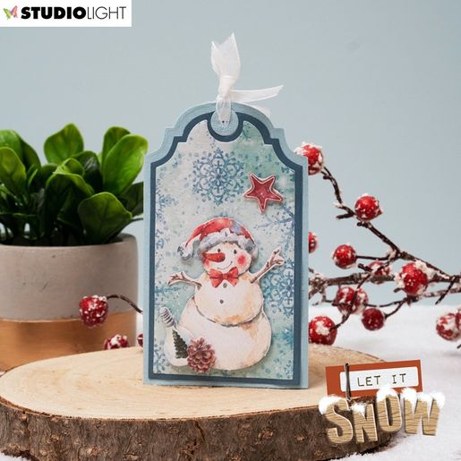 Vyřezávací šablony Studio Light "Let it Snow, 12 ks - Otevírací visačka