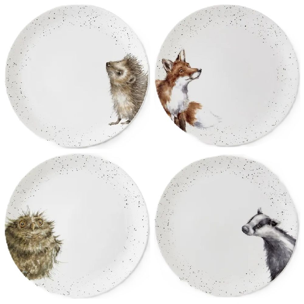 Wrendale Designs Jídelní porcelánové talíře Wrendale Designs, 4 ks - Lesní zvířata