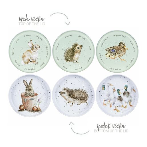 Sada plechových dóz Wrendale Designs "The Country Set", 3 ks - Králík, ježci, kachny