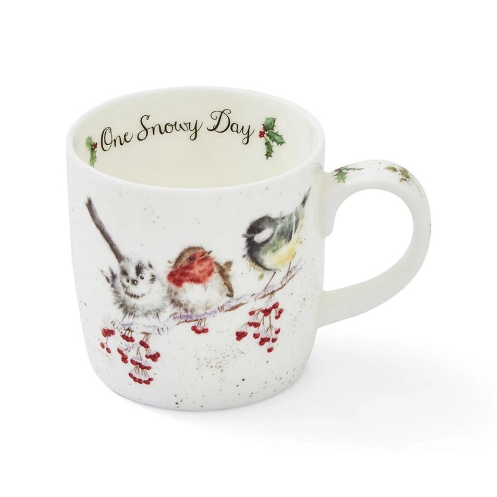 Royal Worcester Vánoční porcelánový hrnek Wrendale Designs "One Snowy Day", 0,31 l - Ptáčci