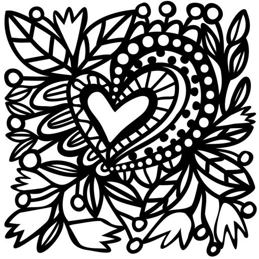 Šablona TCW - Botanical Heart - VYBERTE VELIKOST