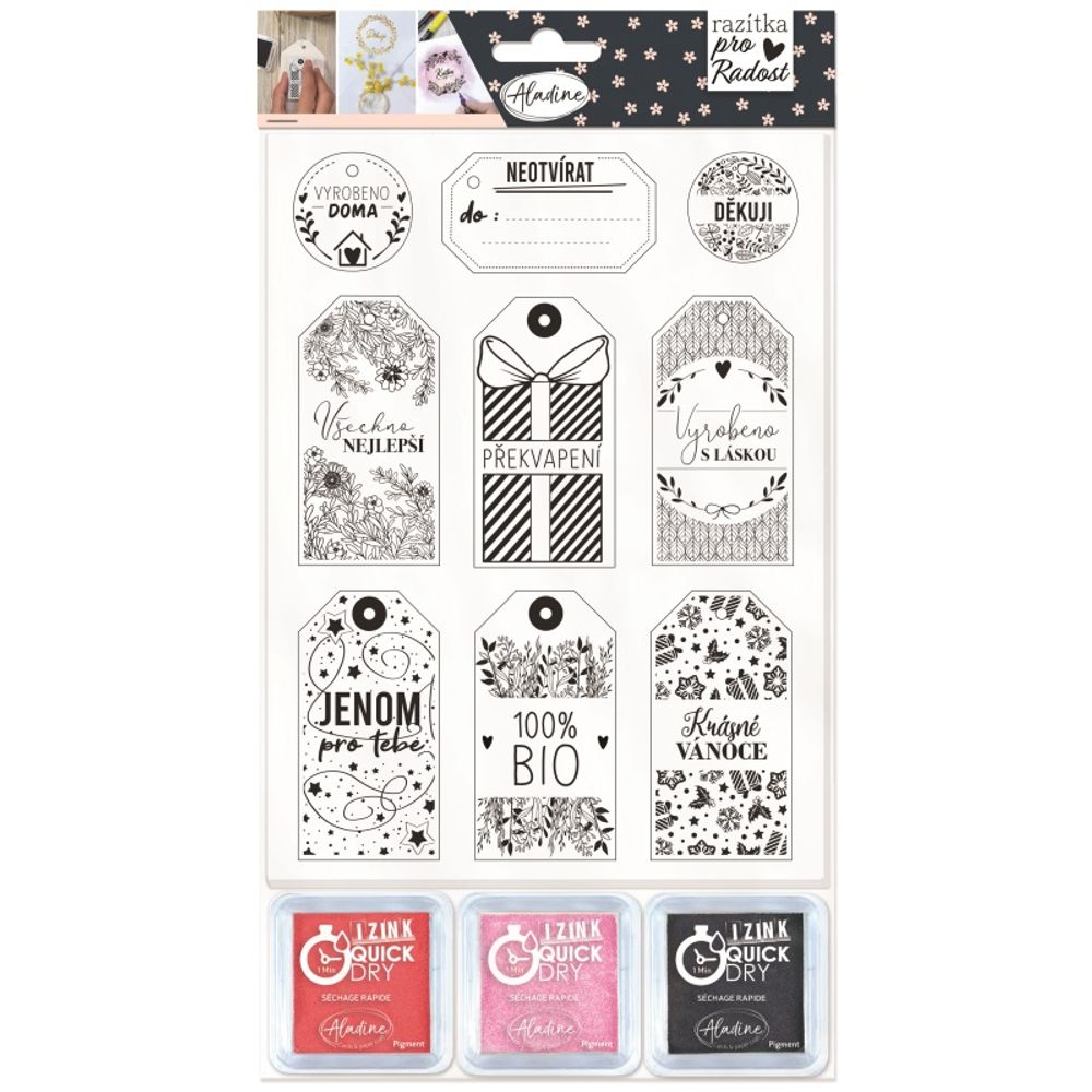 Razítka Aladine STAMP WITH LOVE 9 ks - Visačky Aladine
