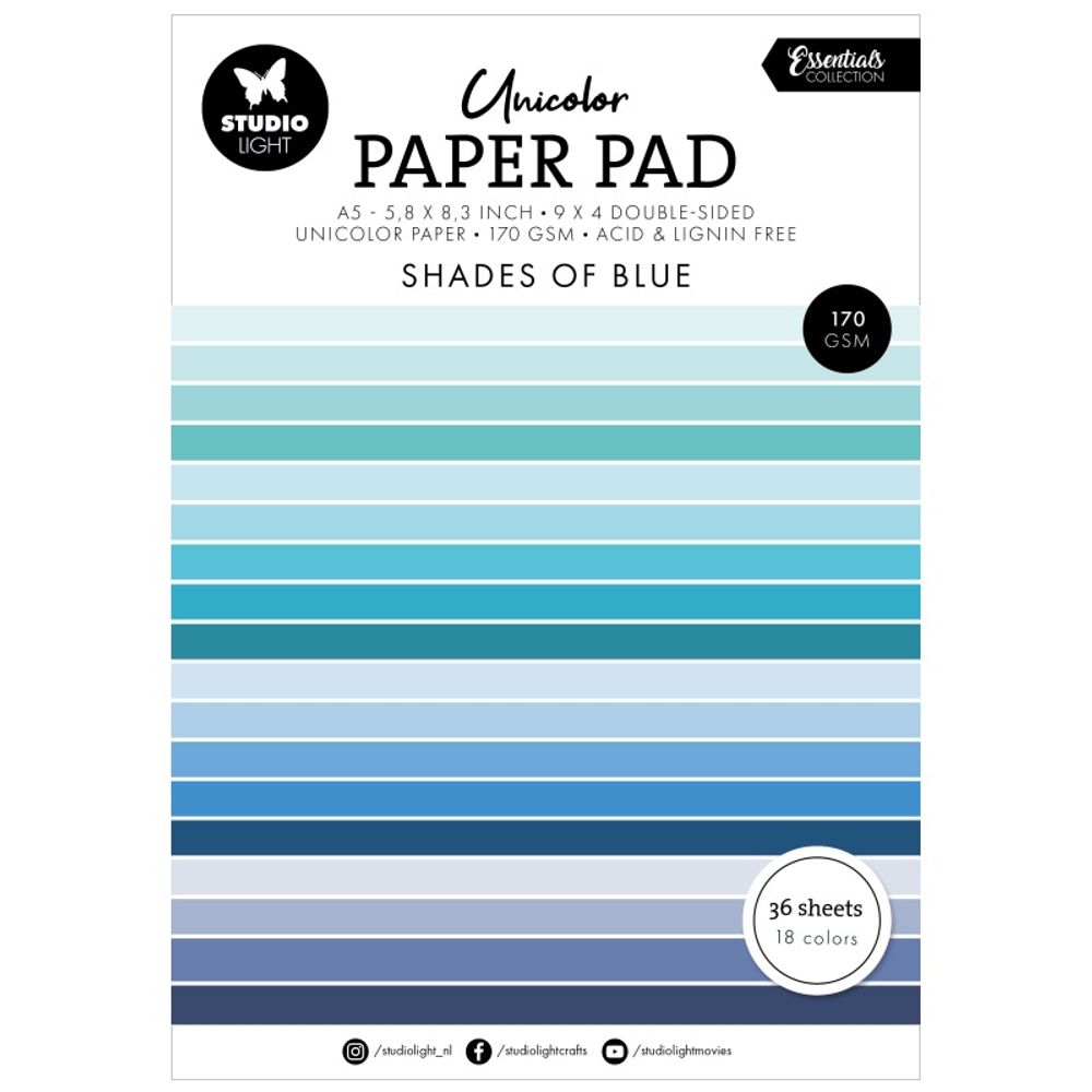 Blok barevných papírů Studio Light, A5, 36 l. - odstíny modré Aladine