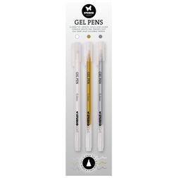 Gelová pera Studio Light, 3 ks - bílé, zlaté, stříbrné