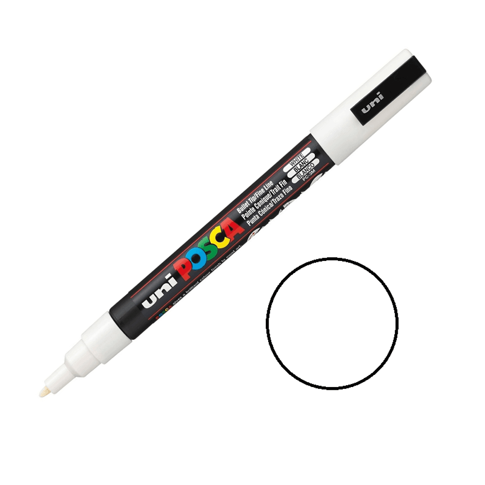 Levně Posca Akrylový fix Posca PC-3M - VYBERTE ODSTÍN - Akrylový fix Posca PC-3M - bílý