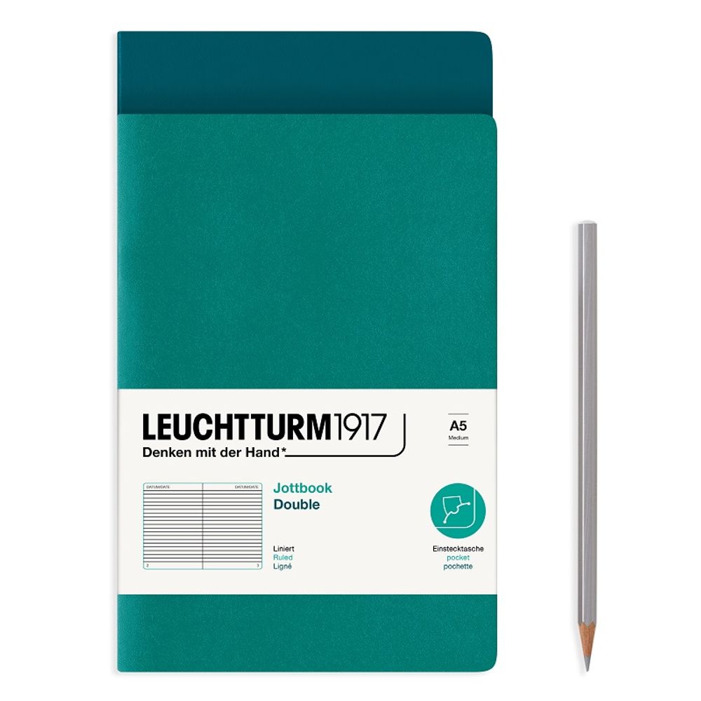 Levně Leuchtturm1917 Notes Leuchtturm1917, A5, linkovaný, 2 ks - VYBERTE ODSTÍN - Zápisník Leuchtturm1917, A5, 32 l., linkovaný, 2 ks - zelený