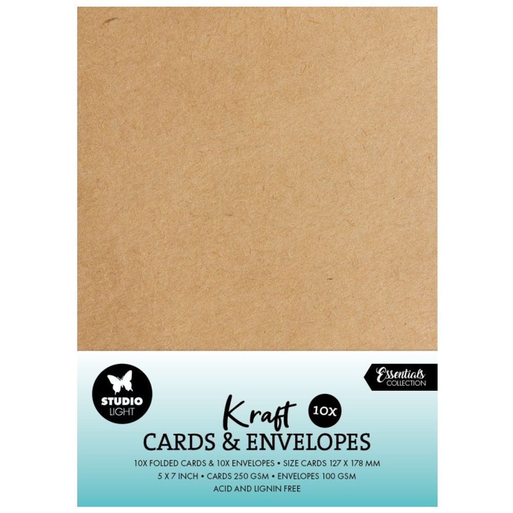 Přání a obálky Studio Light, 5x7 (12,7x17,8 cm), 10 ks - kraftové Aladine