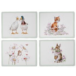 Korkové prostírání Wrendale Designs, 4 ks - Zvířata a květiny