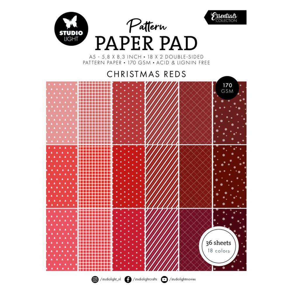 Blok vzorovaných papírů Studio Light, A5, 36 l. - vánoční odstíny červené Aladine