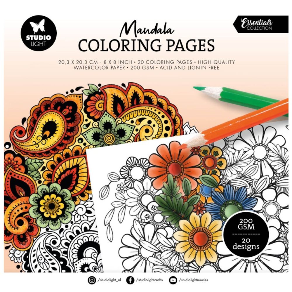 Studio Light Omalovánky Studio Light, 20,3x20,3 cm, 20 l. - Mandaly