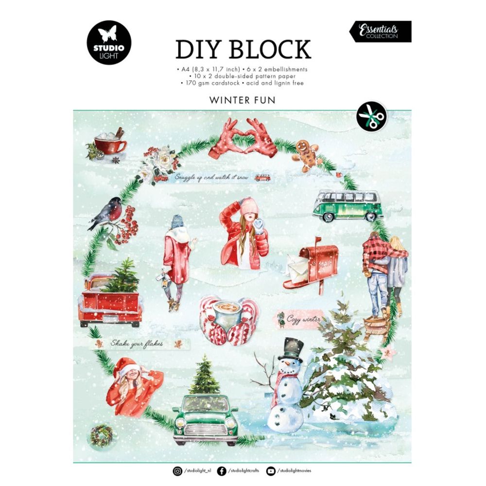 Levně Studio Light DIY Blok s výseky Studio Light "Winter Fun", A4, 32 l. - Zimní radovánky