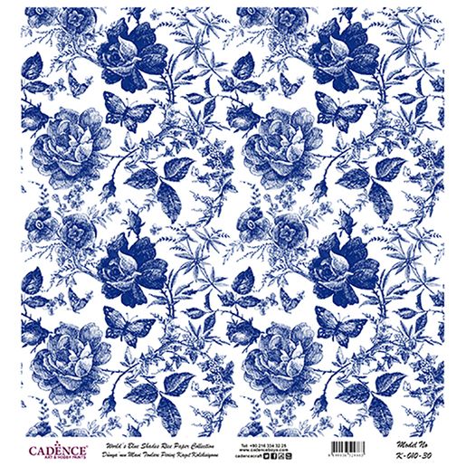 Rýžový papír Cadence , 30x30 cm - Modré růže 